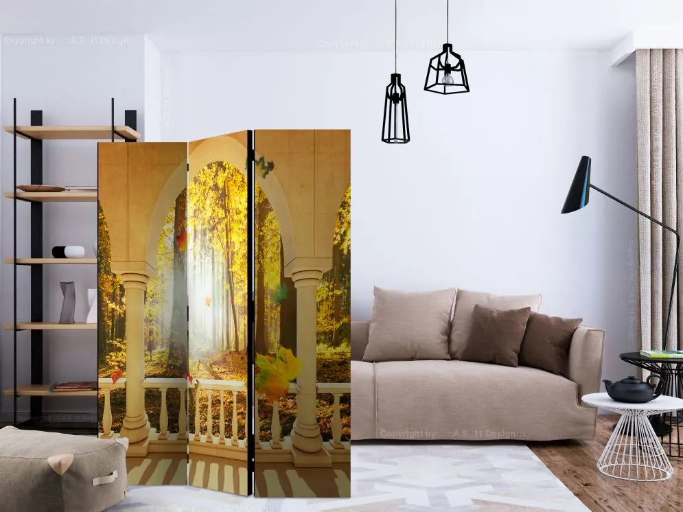 Parawan jednostronny Pejzaże 135x172 cm 3-częściowy żółty | MIRAT.