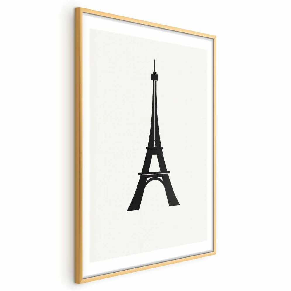 Plakat Wieża Eiffla 29,7x42 cm z ramą złotą z marginesem | MIRAT.
