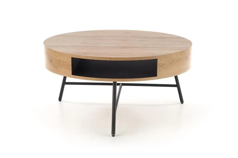 Stolik kawowy CAMILA 80x80 dąb/czarna do salonu w stylu industrialnym | MIRAT. styl LOFT