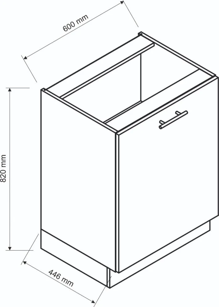 Szafka kuchenna stojąca 60 CLARA D60 P/L dąb w stylu loft | MIRAT. w stylu kolekcja CLARA