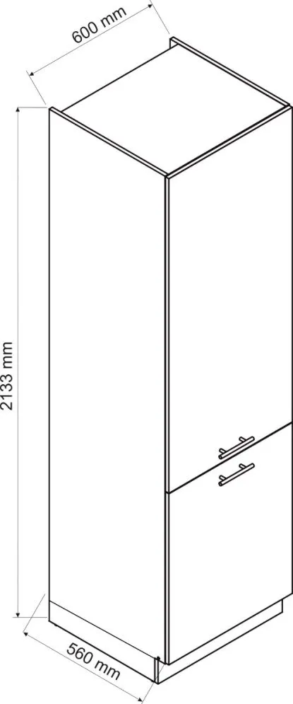 Minimalistyczna szafka pod zabudowę lodówki 60 DENIS D60 LO/2133 P/L czarna mat I MIRAT. kolekcja DENIS