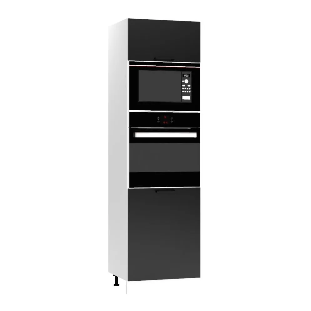 Elegancka szafka pod piekarnik i mikrofalę 60 DENIS D60 PK MV/2133 P/L czarna mat I MIRAT. kolekcja DENIS