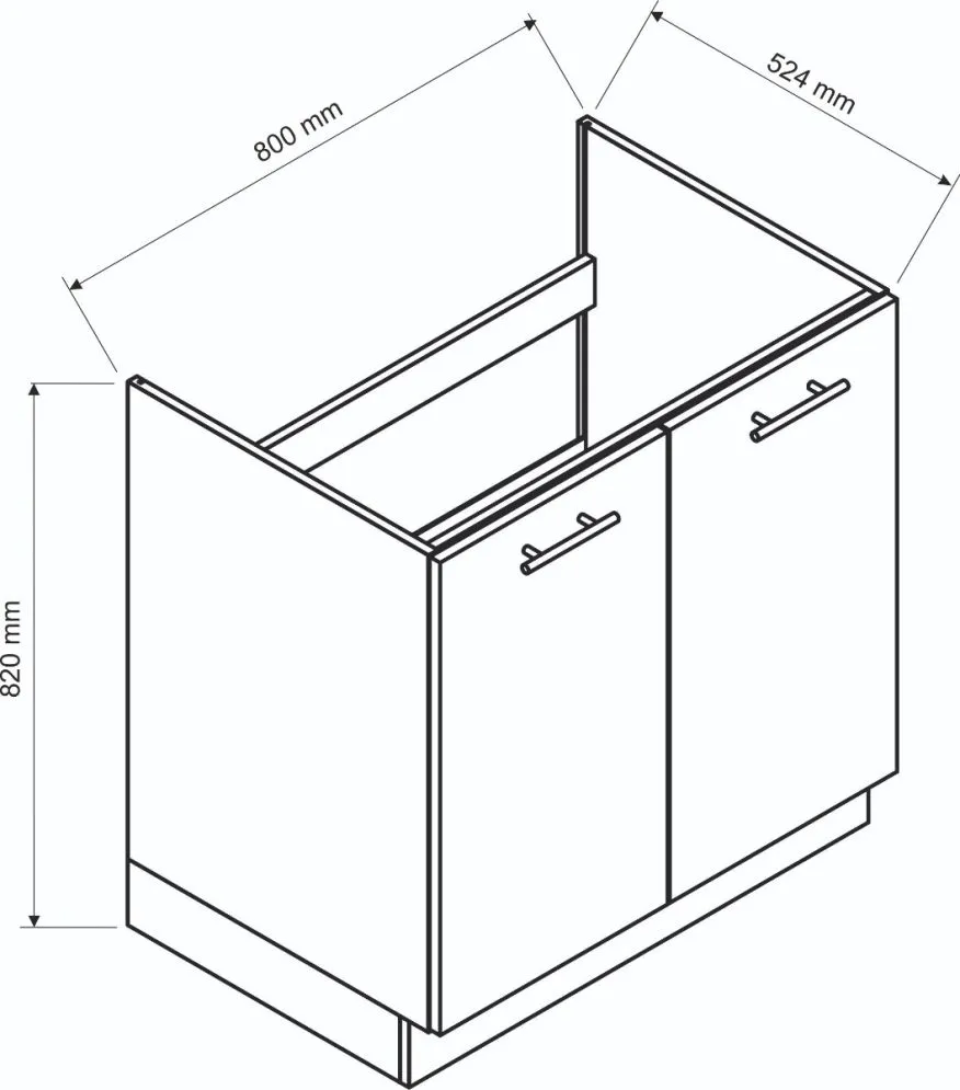 Szafka pod zlew BONO D80ZL P/L I sklep meblowy MIRAT. styl LOFT