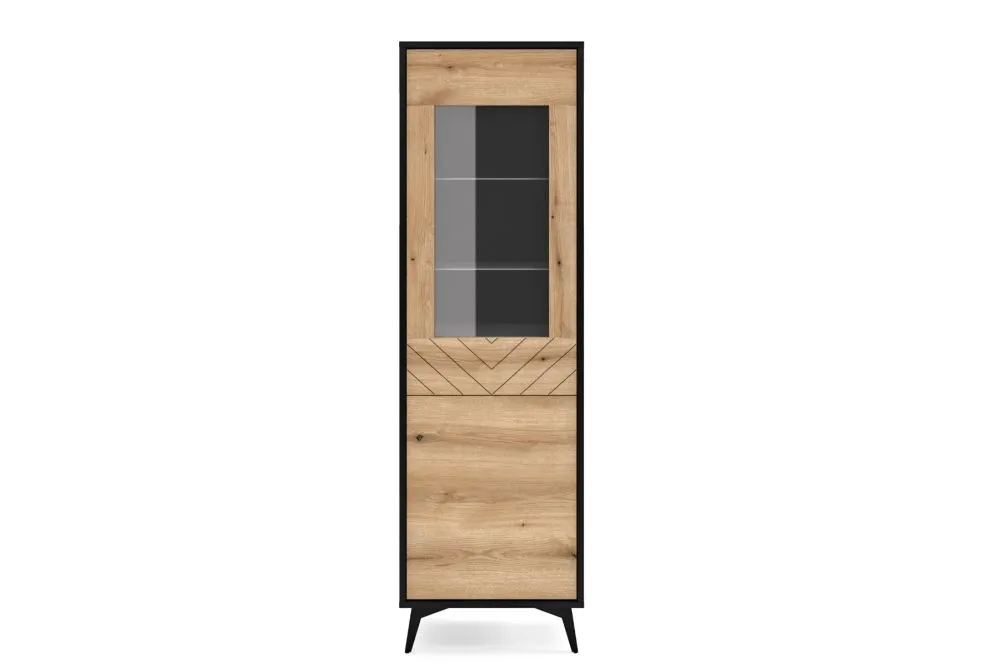 Witryna wysoka GALAXY 54 cm czarna/dąb evoke I sklep meblowy MIRAT. styl LOFT kolekcja GALAXY PIASKI