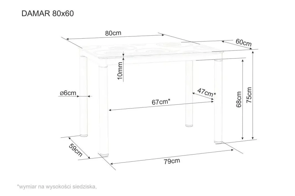 Stół DAMAR 80x60 biały marmur/czarny mat kuchenny I sklep meblowy MIRAT.