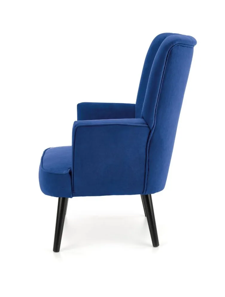 Fotel do salonu DELGADO VELVET granatowy z przeszyciami | MIRAT. styl LOFT