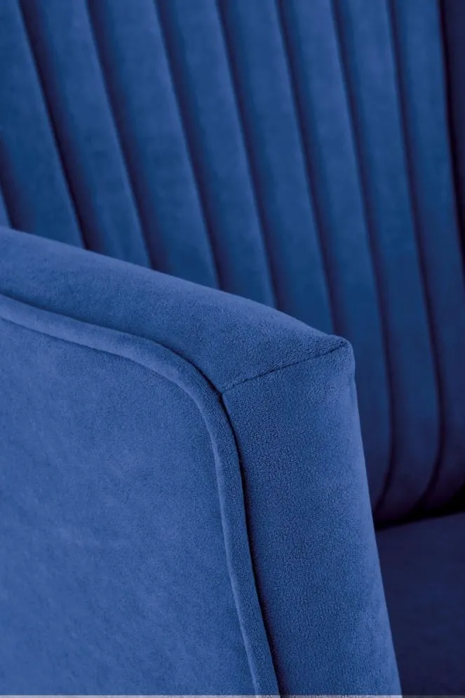 Fotel do salonu DELGADO VELVET granatowy z przeszyciami | MIRAT. styl LOFT