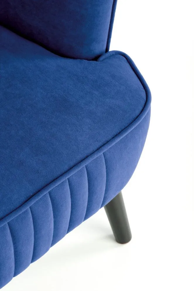 Fotel do salonu DELGADO VELVET granatowy z przeszyciami | MIRAT. styl LOFT