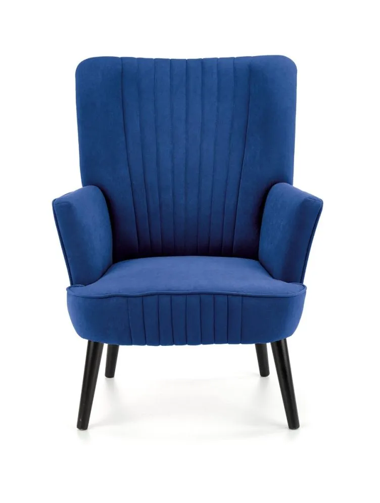 Fotel do salonu DELGADO VELVET granatowy z przeszyciami | MIRAT. styl LOFT