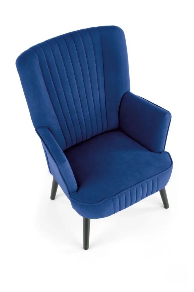 Fotel do salonu DELGADO VELVET granatowy z przeszyciami | MIRAT. styl LOFT