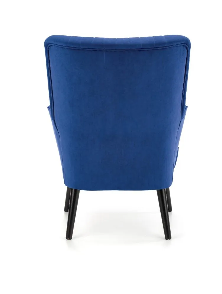 Fotel do salonu DELGADO VELVET granatowy z przeszyciami | MIRAT. styl LOFT