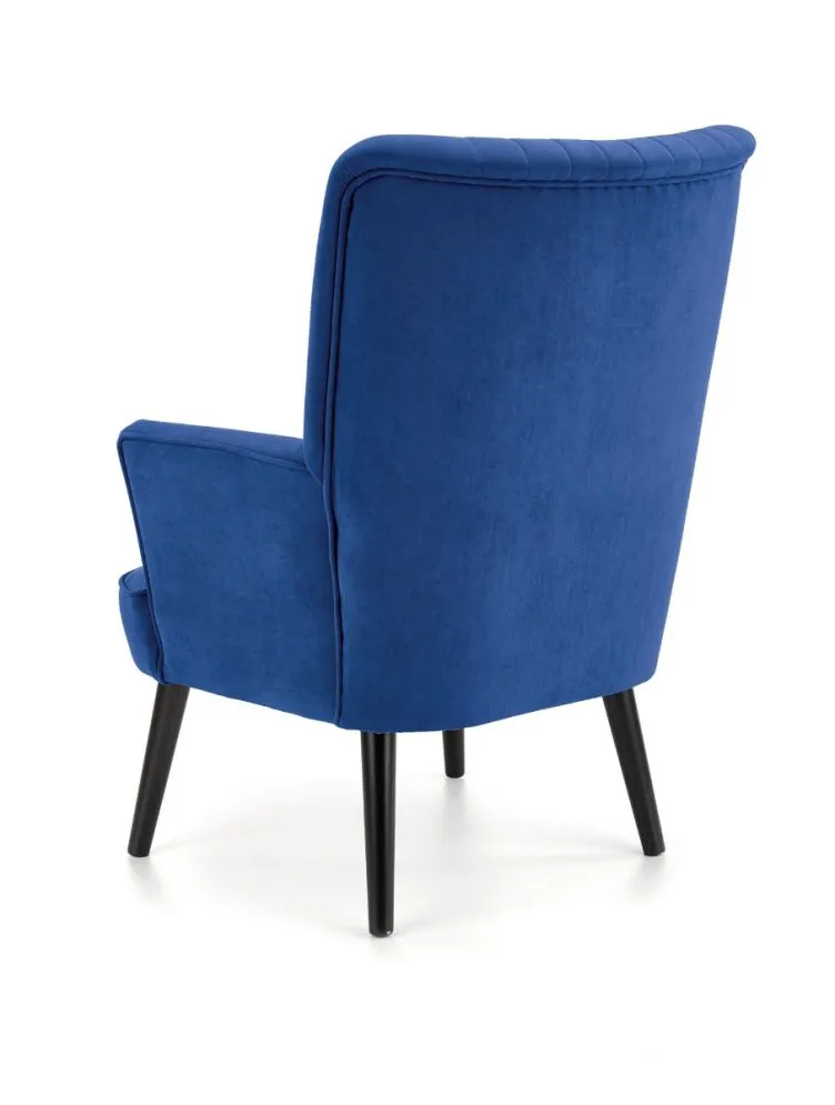 Fotel do salonu DELGADO VELVET granatowy z przeszyciami | MIRAT. styl LOFT