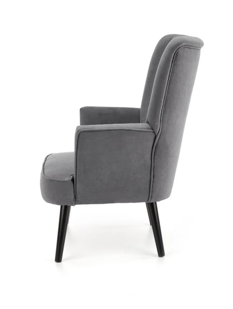 Fotel do salonu DELGADO VELVET szary z przeszyciami | MIRAT. styl LOFT