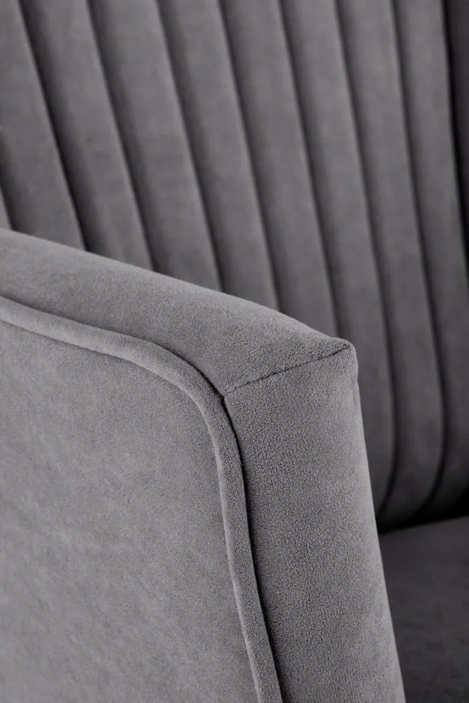 Fotel do salonu DELGADO VELVET szary z przeszyciami | MIRAT. styl LOFT