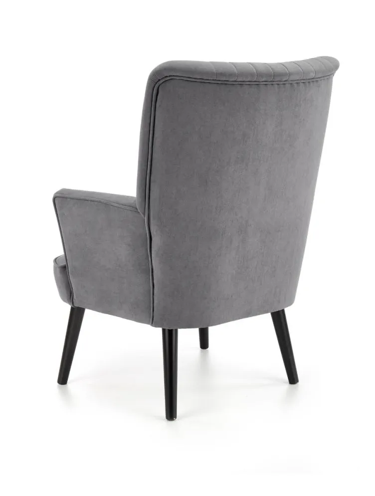 Fotel do salonu DELGADO VELVET szary z przeszyciami | MIRAT. styl LOFT