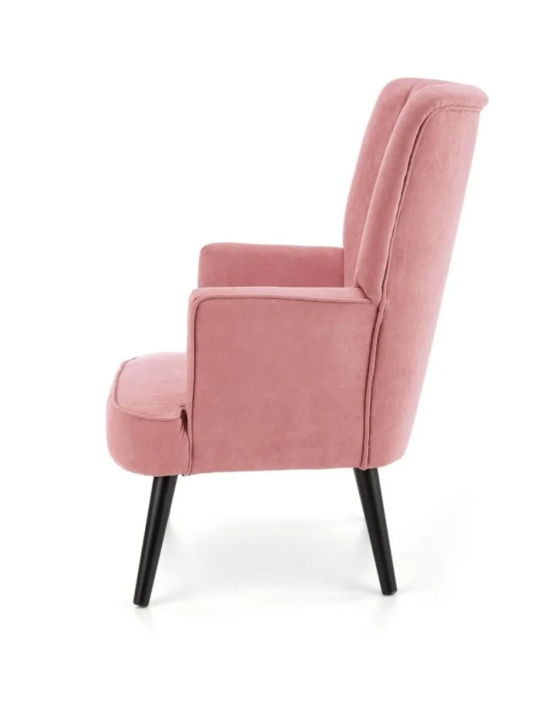 Fotel do salonu DELGADO VELVET różowy na czarnych nogach | MIRAT. styl LOFT