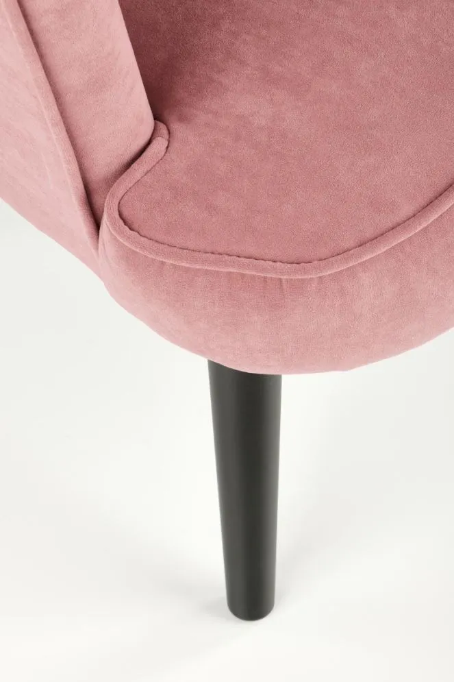 Fotel do salonu DELGADO VELVET różowy na czarnych nogach | MIRAT. styl LOFT