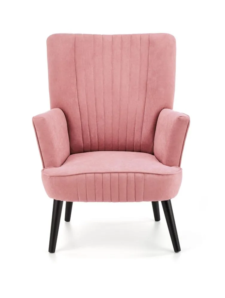 Fotel do salonu DELGADO VELVET różowy na czarnych nogach | MIRAT. styl LOFT
