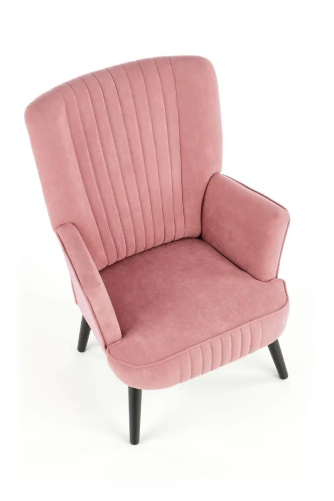 Fotel do salonu DELGADO VELVET różowy na czarnych nogach | MIRAT. styl LOFT