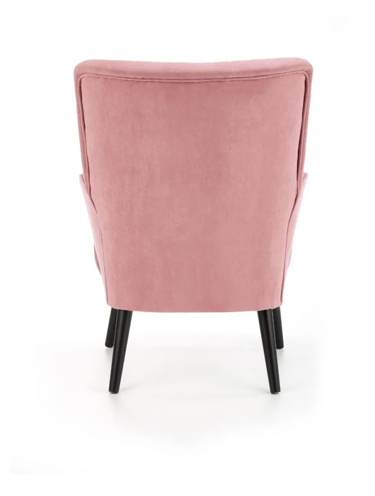 Fotel do salonu DELGADO VELVET różowy na czarnych nogach | MIRAT. styl LOFT
