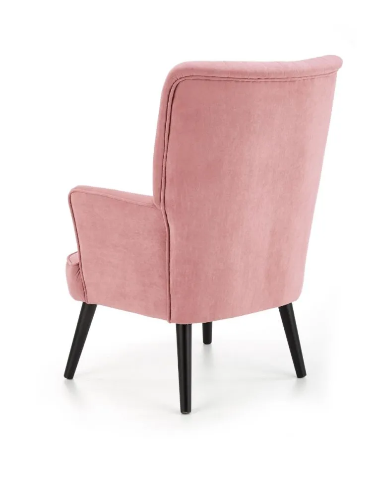 Fotel do salonu DELGADO VELVET różowy na czarnych nogach | MIRAT. styl LOFT