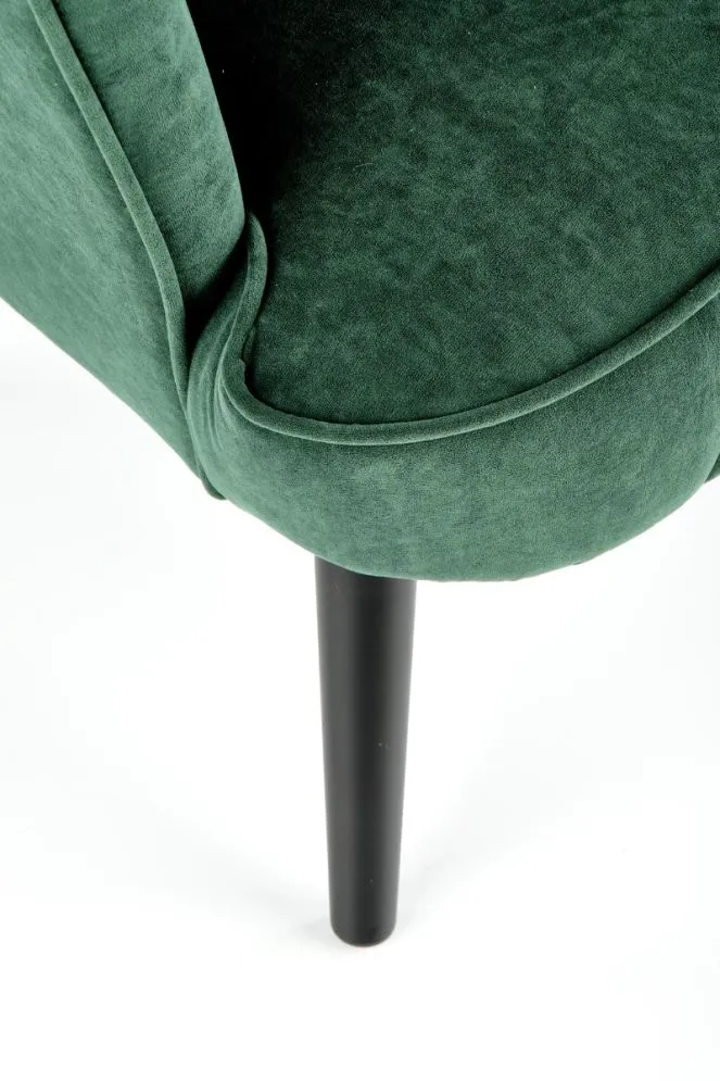 Fotel do salonu DELGADO VELVET ciemnozielony na drewnianych nogach | MIRAT. styl LOFT