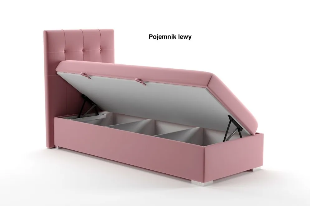 Łóżko kontynentalne JAGULA 90 bordowe velvet z materacem młodzieżowe | MIRAT. w stylu GLAMOUR kolekcja