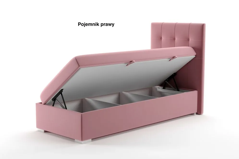 Łóżko kontynentalne JAGULA 90 czarne velvet z pojemnikiem w stylu glamour | MIRAT. w stylu GLAMOUR kolekcja