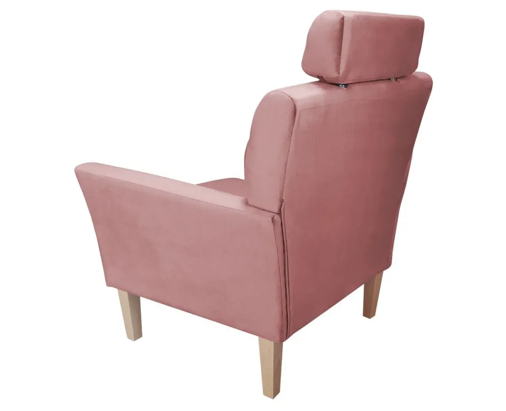 Fotel PIRO MG VELVET różowy tapicerowany aksamitem | MIRAT. styl GLAMOUR