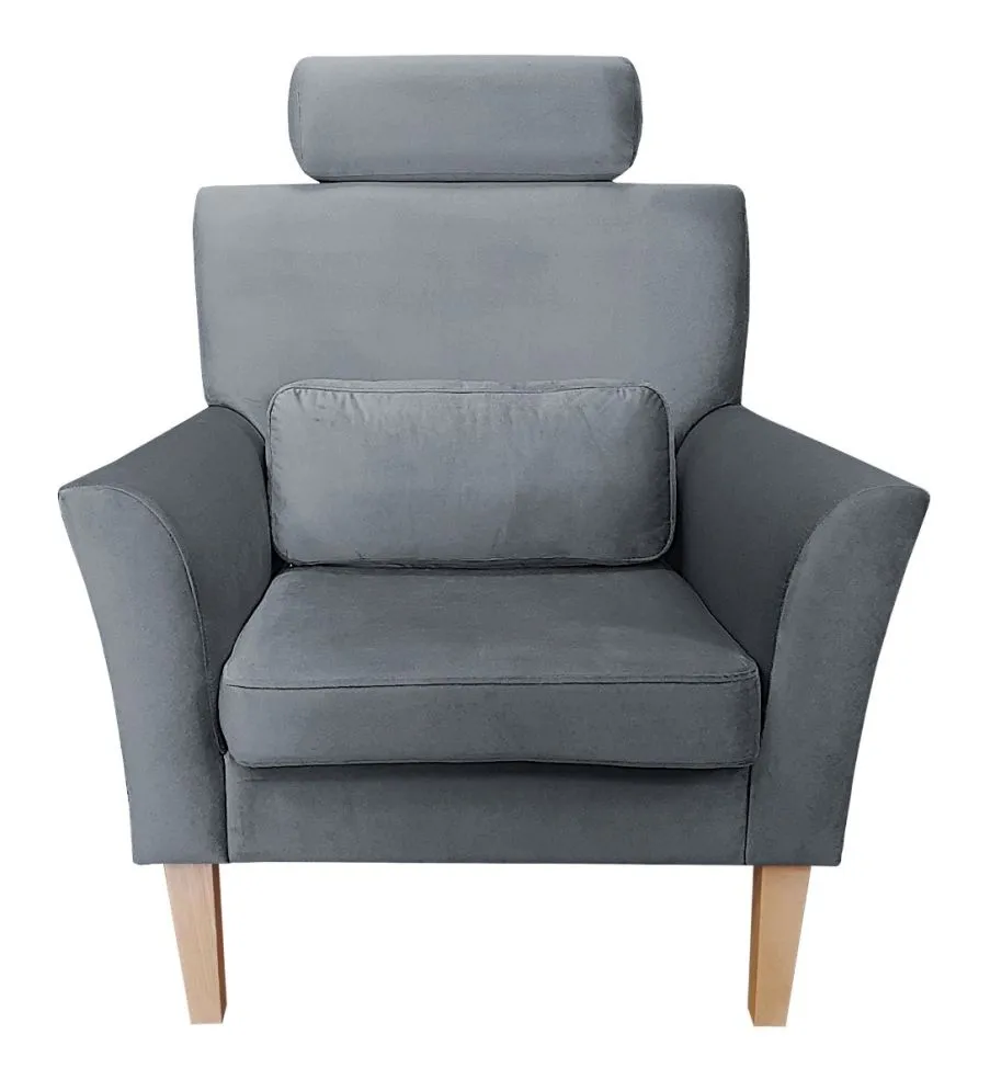 Fotel PIRO BL VELVET ciemnoszary tapicerowany aksamitem | MIRAT. styl GLAMOUR