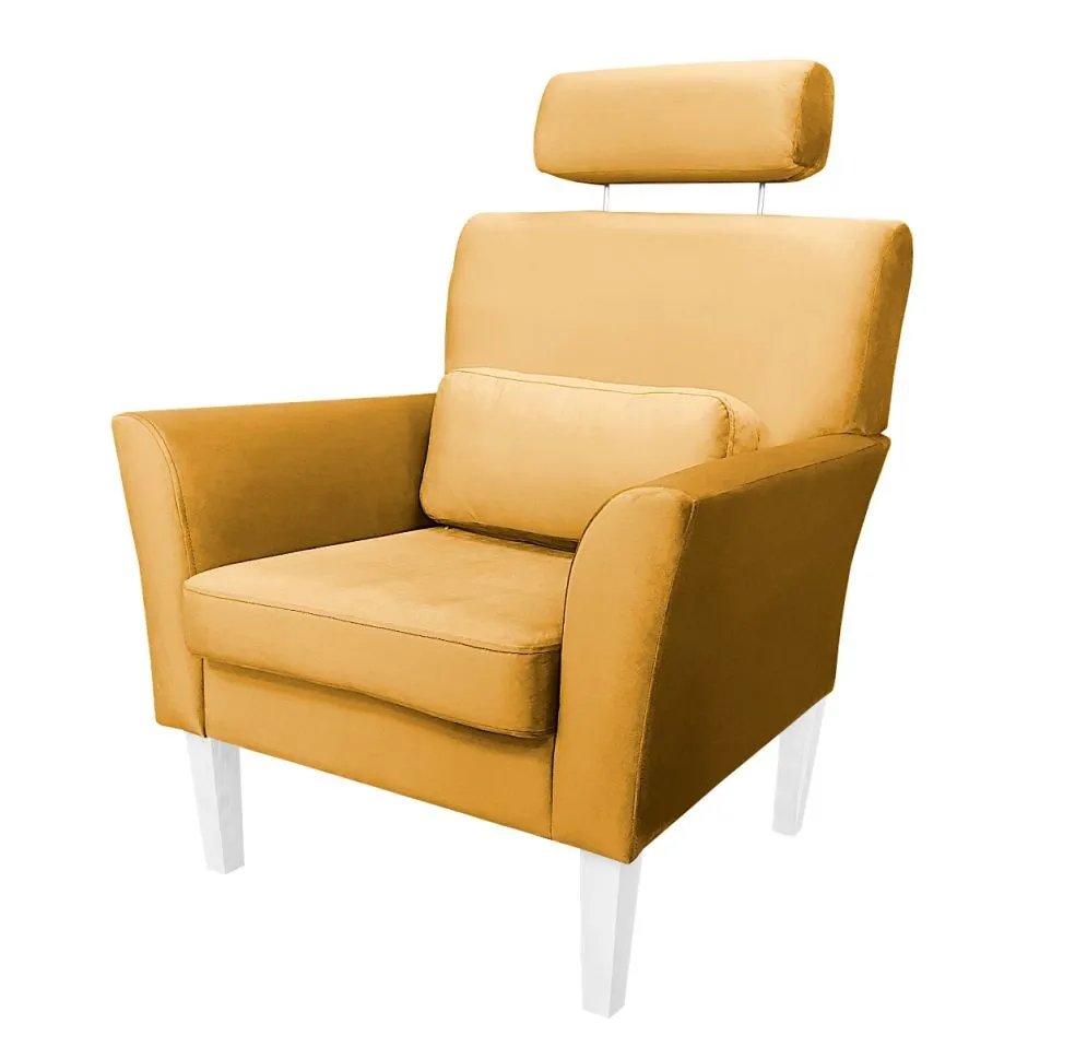 Fotel PIRO MG VELVET musztardowy/curry tapicerowany aksamitem | MIRAT. styl GLAMOUR