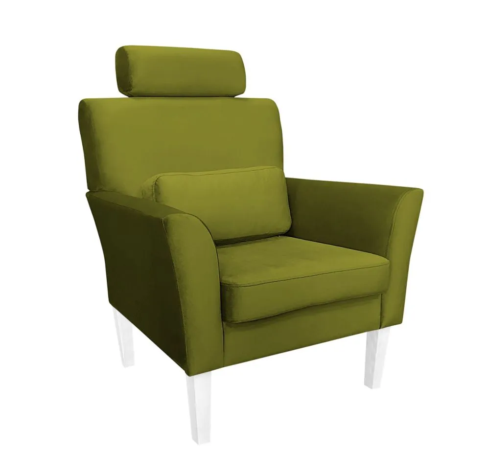 Fotel PIRO BL VELVET oliwkowy tapicerowany aksamitem | MIRAT. styl GLAMOUR