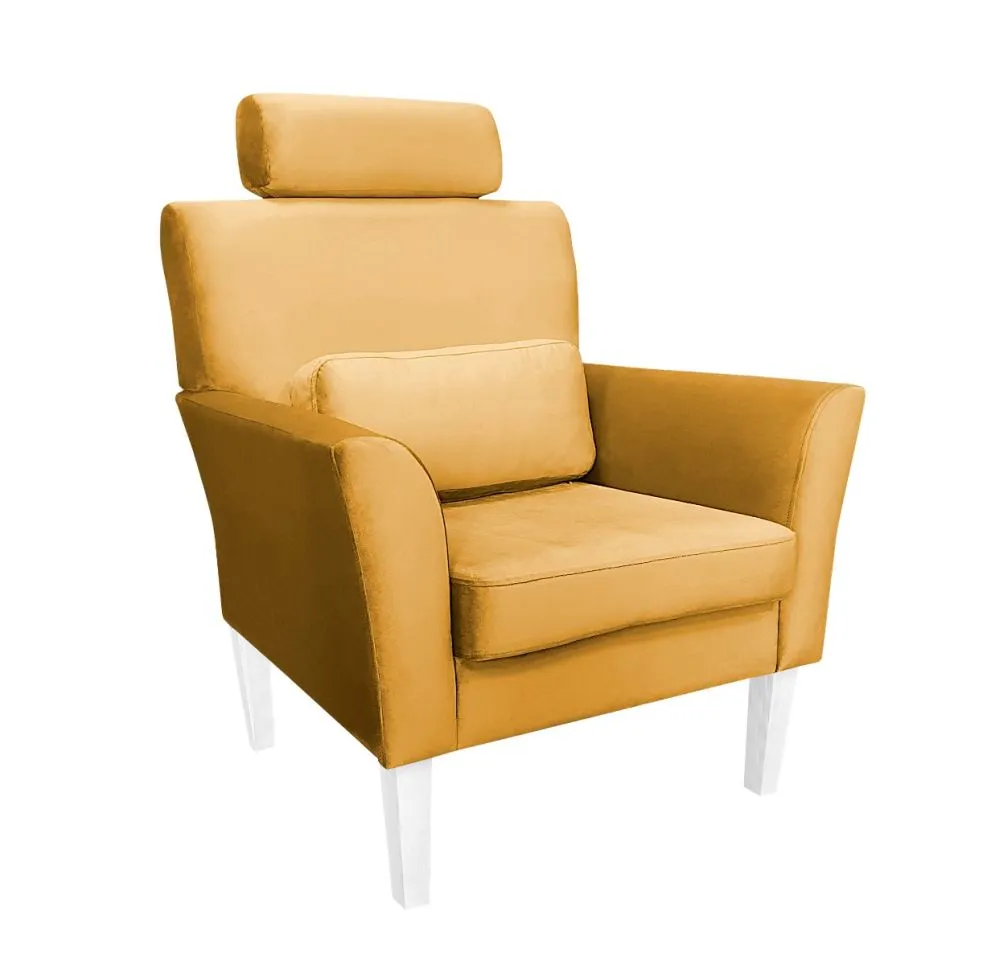 Fotel PIRO MG VELVET musztardowy/curry tapicerowany aksamitem | MIRAT. styl GLAMOUR