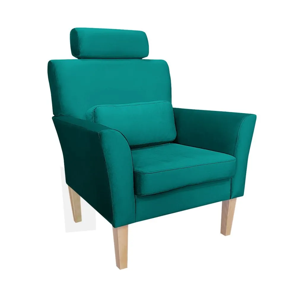 Fotel PIRO MG VELVET morski tapicerowany aksamitem | MIRAT. styl GLAMOUR