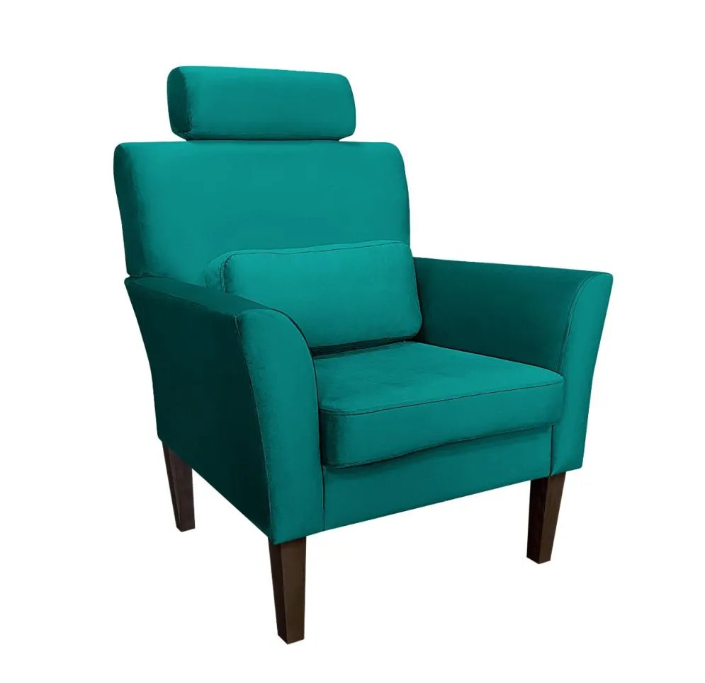 Fotel PIRO MG VELVET morski tapicerowany aksamitem | MIRAT. styl GLAMOUR