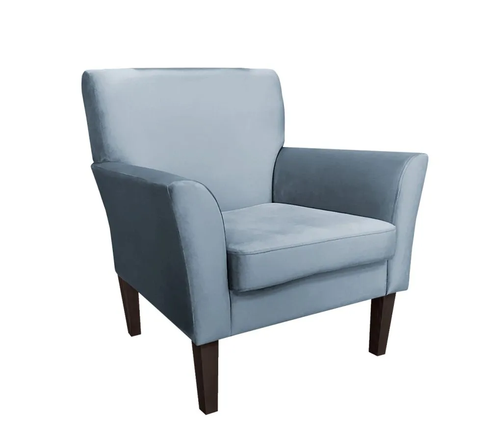 Fotel PIRO BL VELVET szary tapicerowany aksamitem | MIRAT. styl GLAMOUR