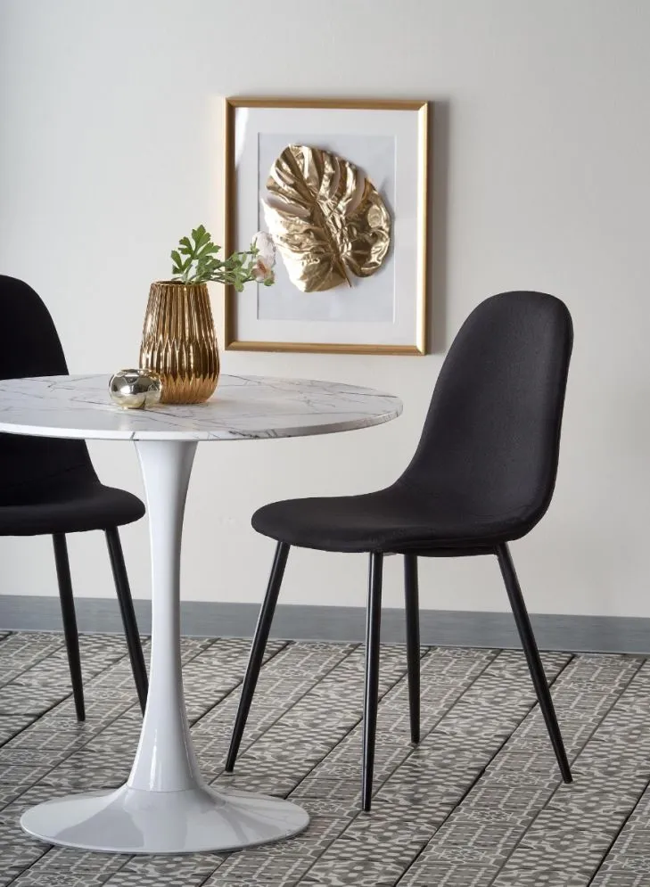 Stół okrągły DENVER 80x80 biały marmur na jednej nodze | MIRAT. styl GLAMOUR