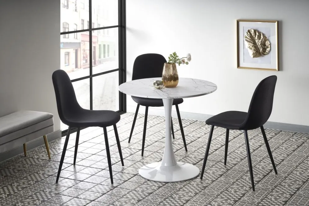 Stół okrągły DENVER 80x80 biały marmur na jednej nodze | MIRAT. styl GLAMOUR