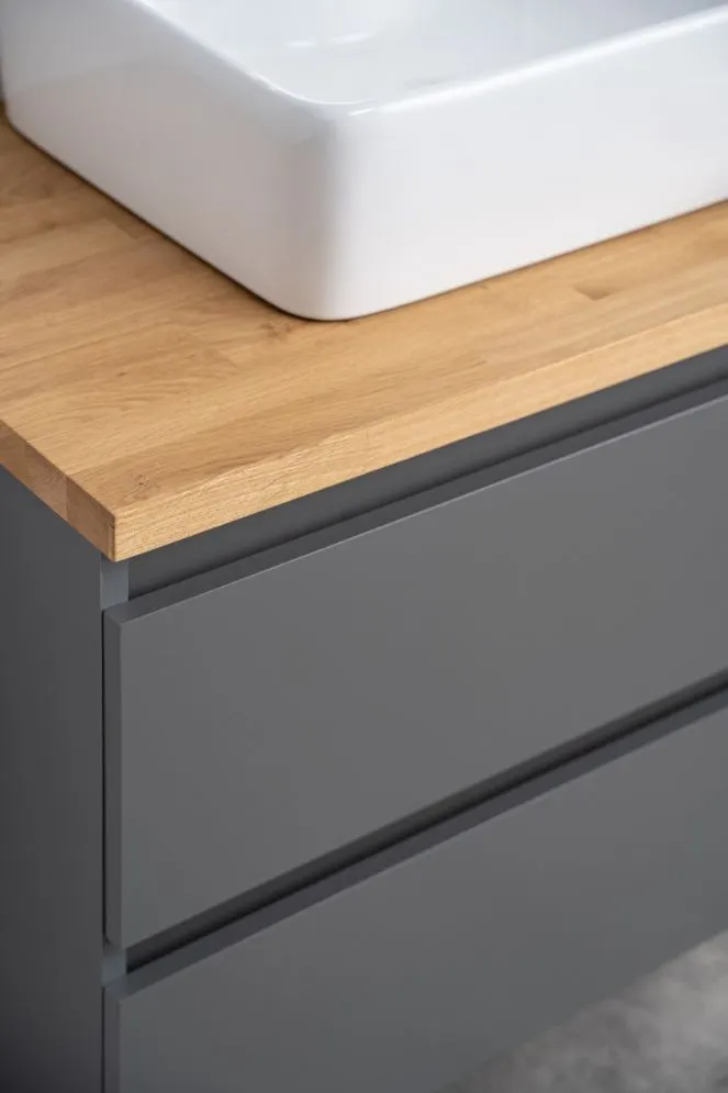 Blat łazienkowy dębowy 100 cm z litego drewna solidny | MIRAT