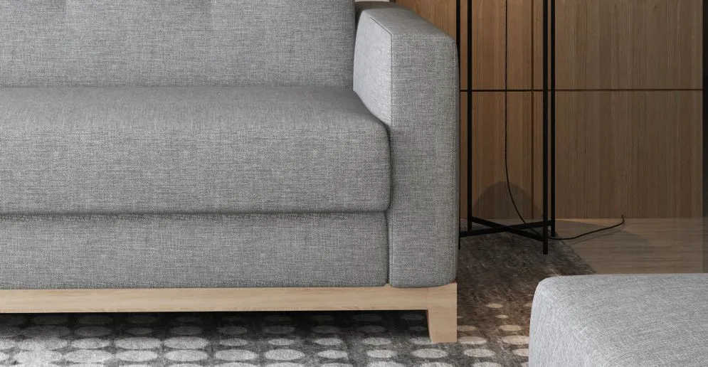 Sofa rozkładana z funkcją spania SELENE szara na drewnianych nogach | MIRAT.