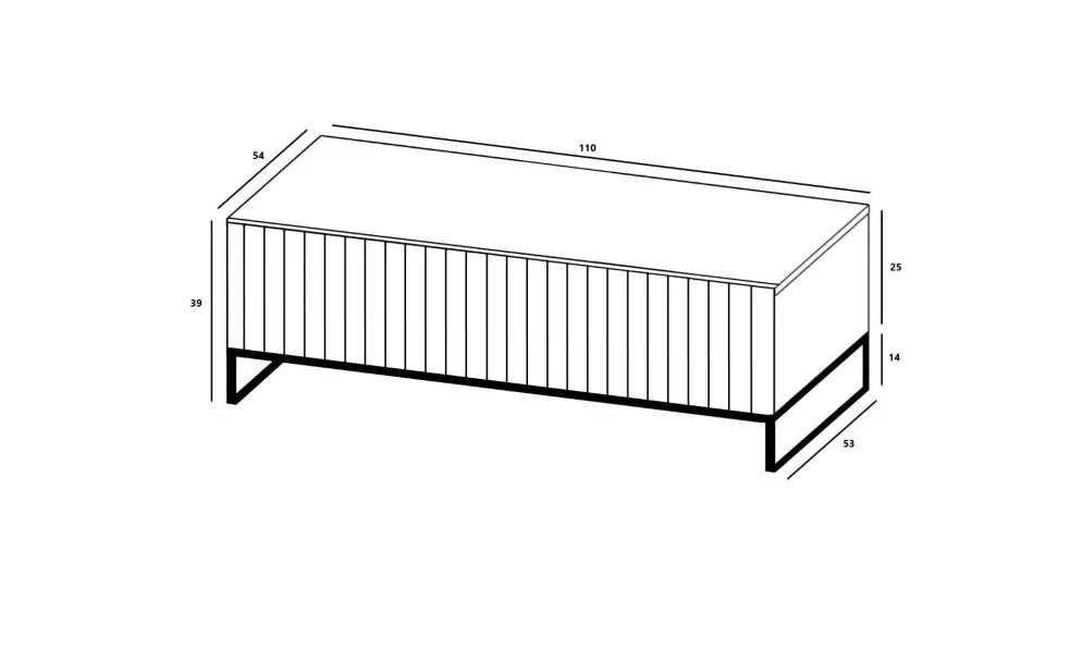 Stolik kawowy TAL 3D 110x54cm czarny mat w stylu loft I sklep meblowy MIRAT. styl LOFT, RYFLOWANY kolekcja TAL