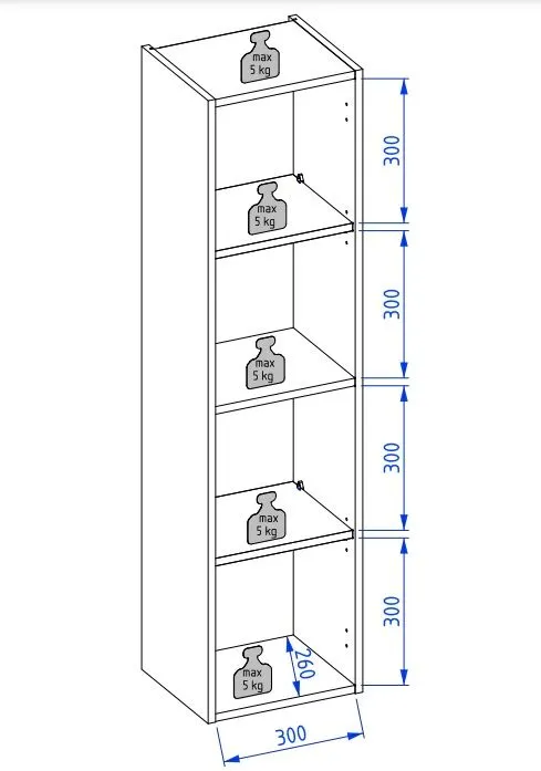 Szafka łazienkowa wisząca z półkami VOG 33 cm czarna mat z czarnym uchwytem | MIRAT  kolekcja VOG
