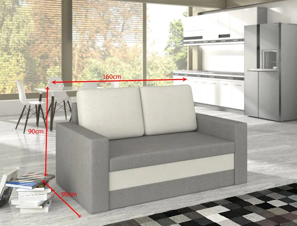 Sofa rozkładana z funkcją spania WAVE szara z pojemnikiem | MIRAT.