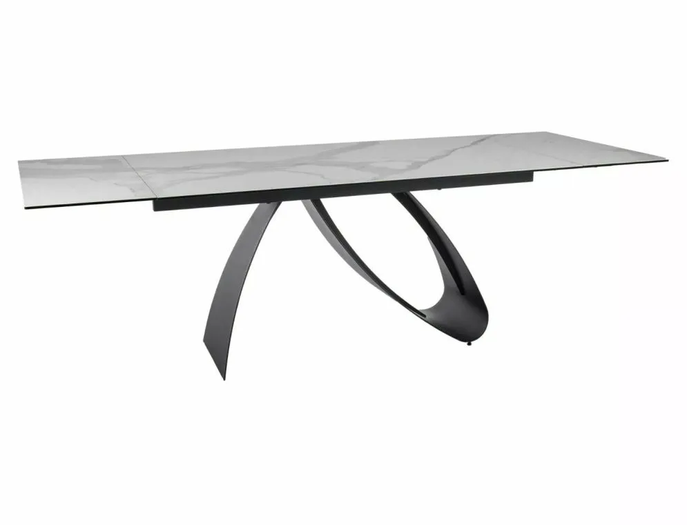 Stół rozkładany DIUNA CERAMIC 160(240)x90 biały mat statuario venato 12-osobowy I sklep meblowy MIRAT. styl GLAMOUR, LOFT