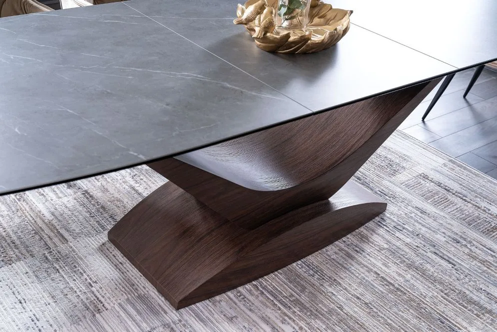 Stół rozkładany DOLCE CERAMIC 180(240)x95 szary marmur/orzech dla 10 osób | MIRAT. w stylu kolekcja