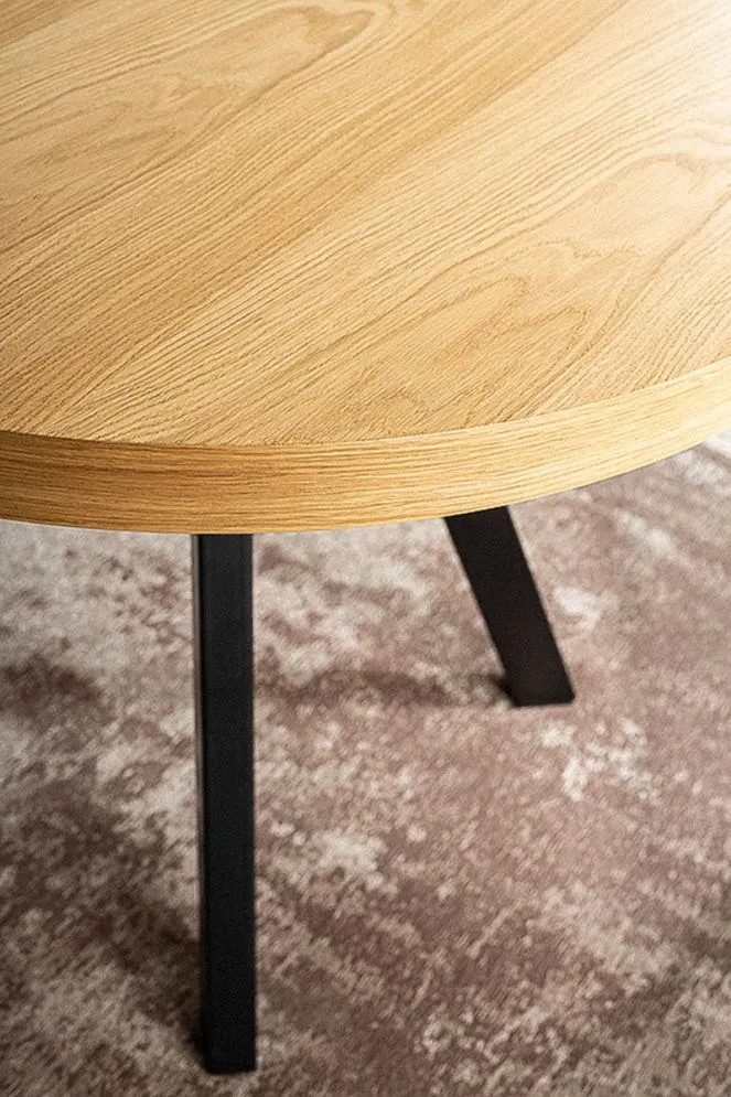 Stół rozkładany DOMINGO dąb/czarny mat okrągły do salonu | MIRAT. w stylu LOFT kolekcja
