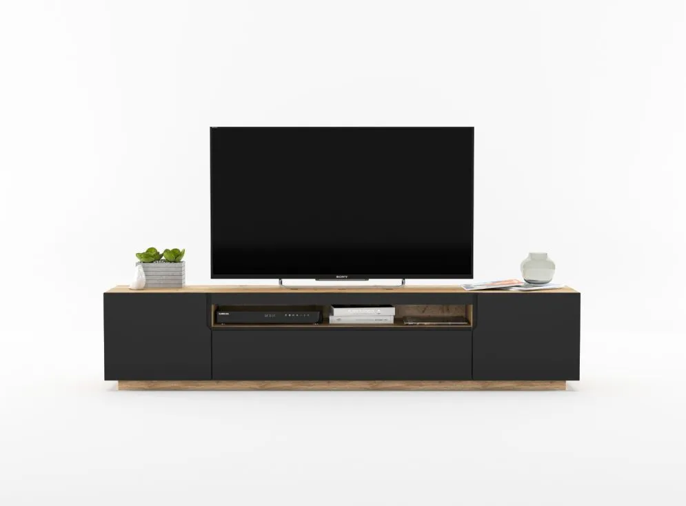 Szafka RTV NOLA 2 dąb artisan/czarny mat stojąca I sklep meblowy MIRAT. styl LOFT