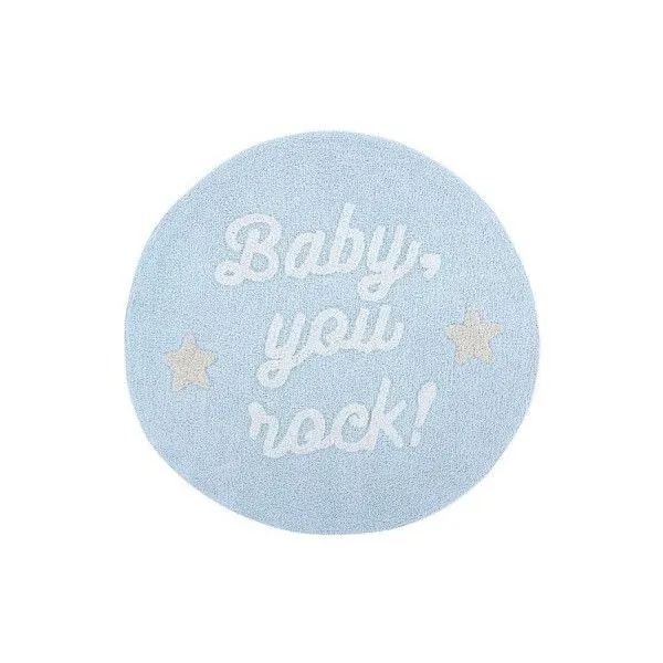 Dywan dziecięcy BABY, YOU ROCK! 120x120 niebieski z napisem | MIRAT. w stylu  kolekcja
