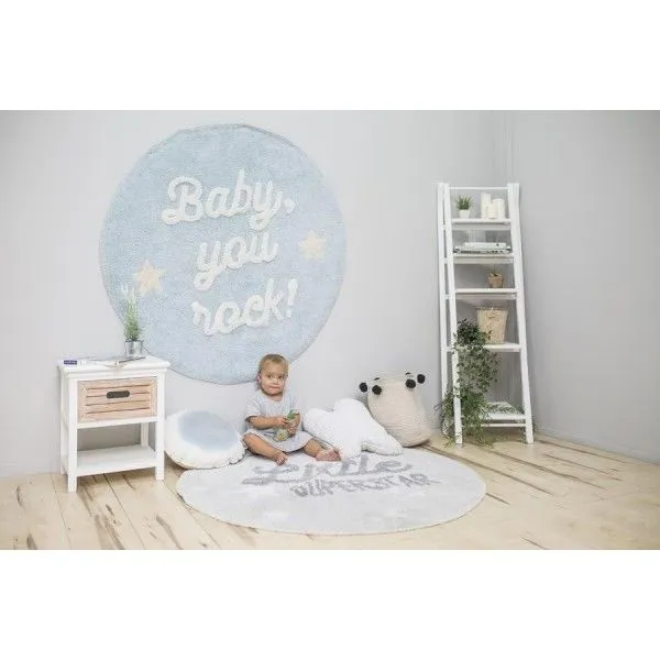 Dywan dziecięcy BABY, YOU ROCK! 120x120 niebieski z napisem | MIRAT. w stylu  kolekcja