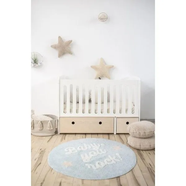 Dywan dziecięcy BABY, YOU ROCK! 120x120 niebieski z napisem | MIRAT. w stylu  kolekcja